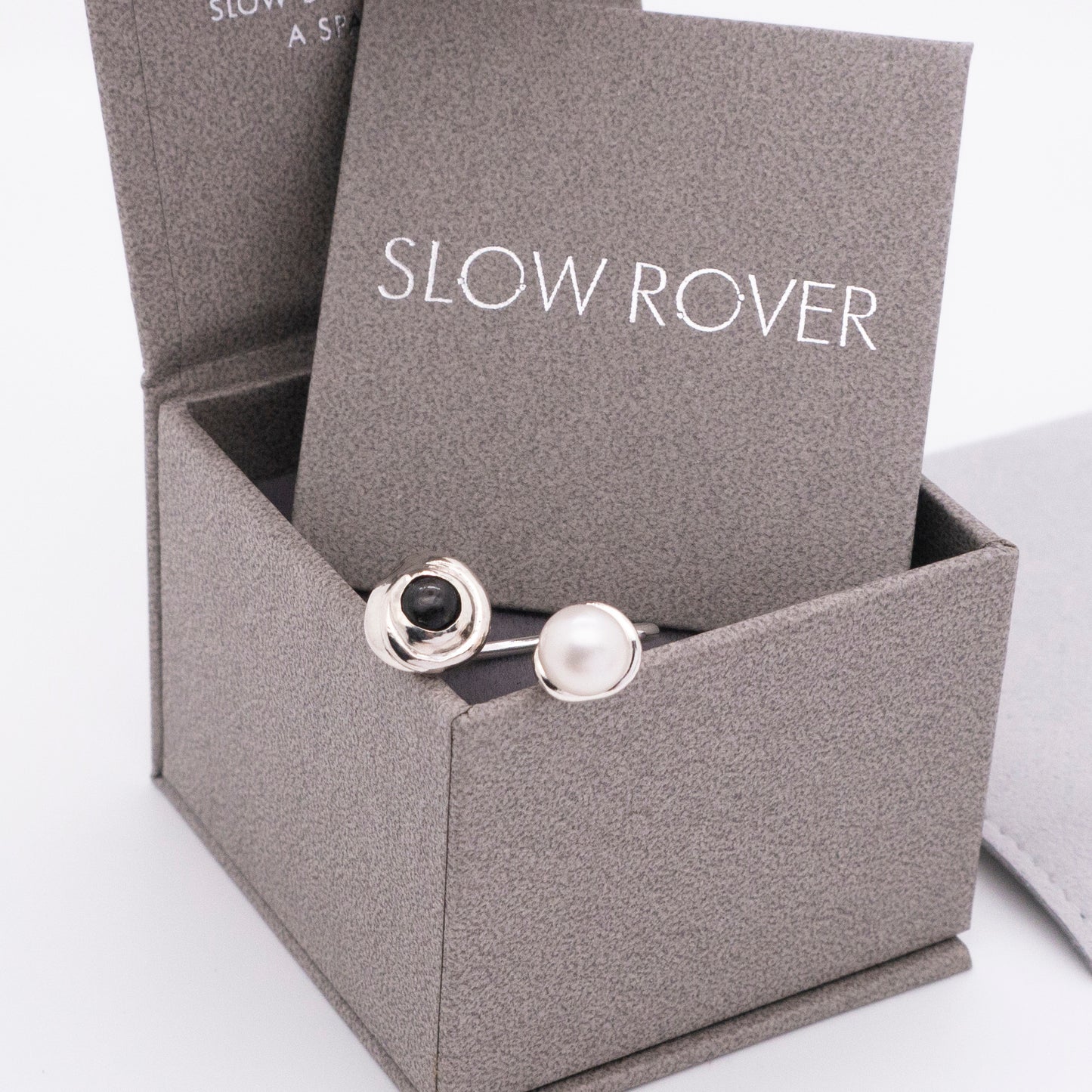 Solar Flares - Sunspots Hypersthene White Pearl Ring (Silver)