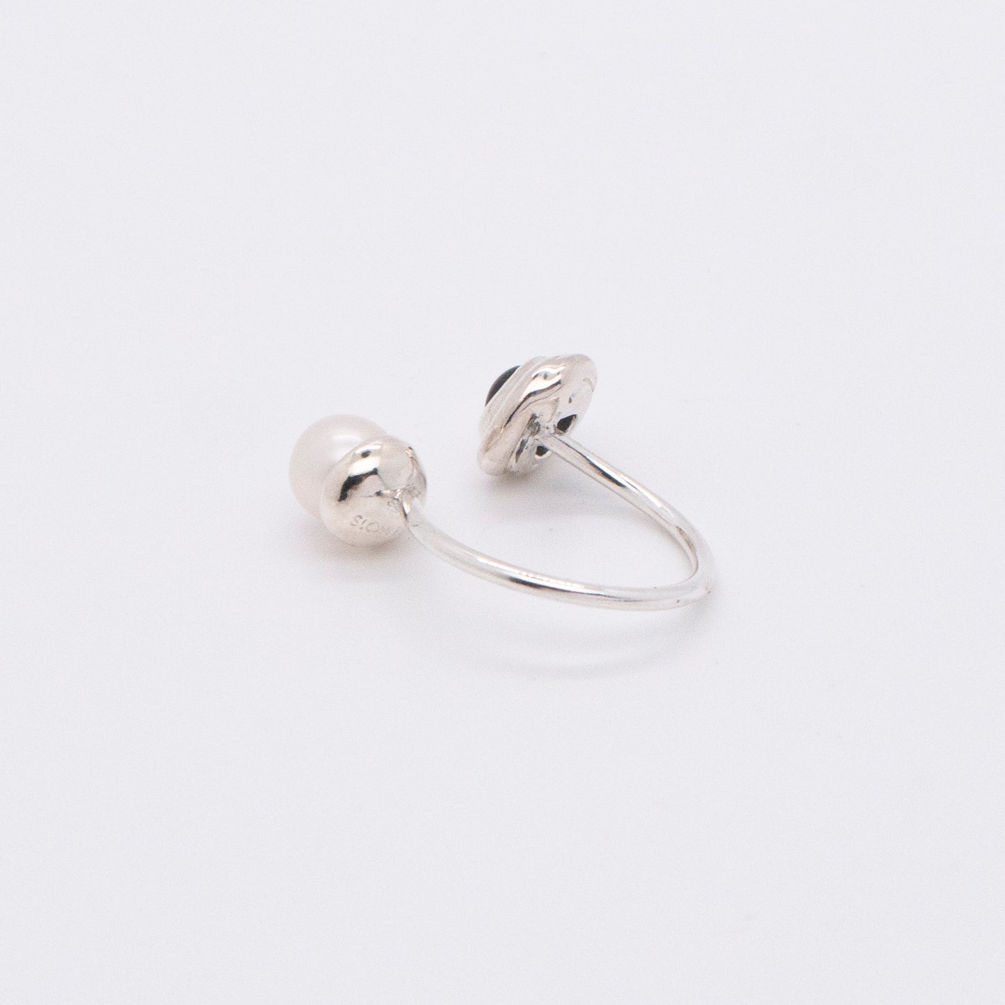 Solar Flares - Sunspots Hypersthene White Pearl Ring (Silver)