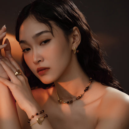 Solar Flares - Sunspots Tigerite Earrings (18K Gold Plated)