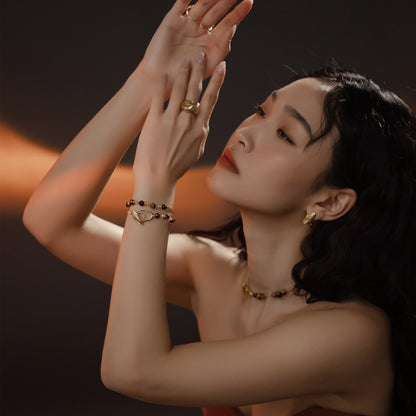 Solar Flares - Magnetic Storm Tigerite Sunstone Bracelet (18K Gold Plated)