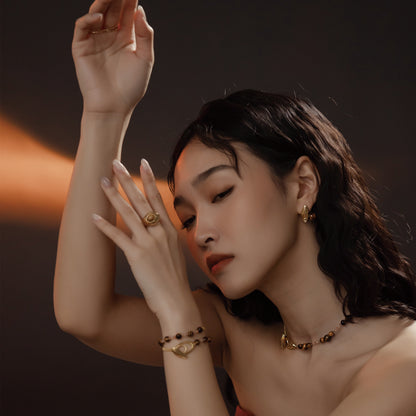 Solar Flares - Sunspots Tigerite Earrings (18K Gold Plated)