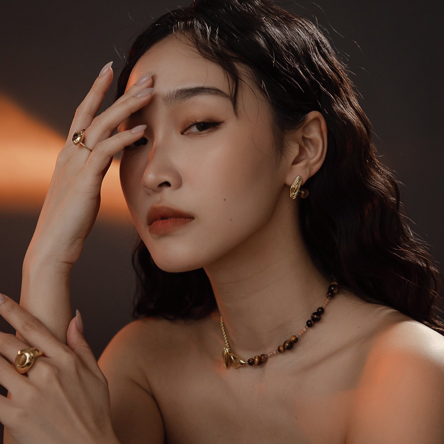 Solar Flares - Sunspots Tigerite Earrings (18K Gold Plated)