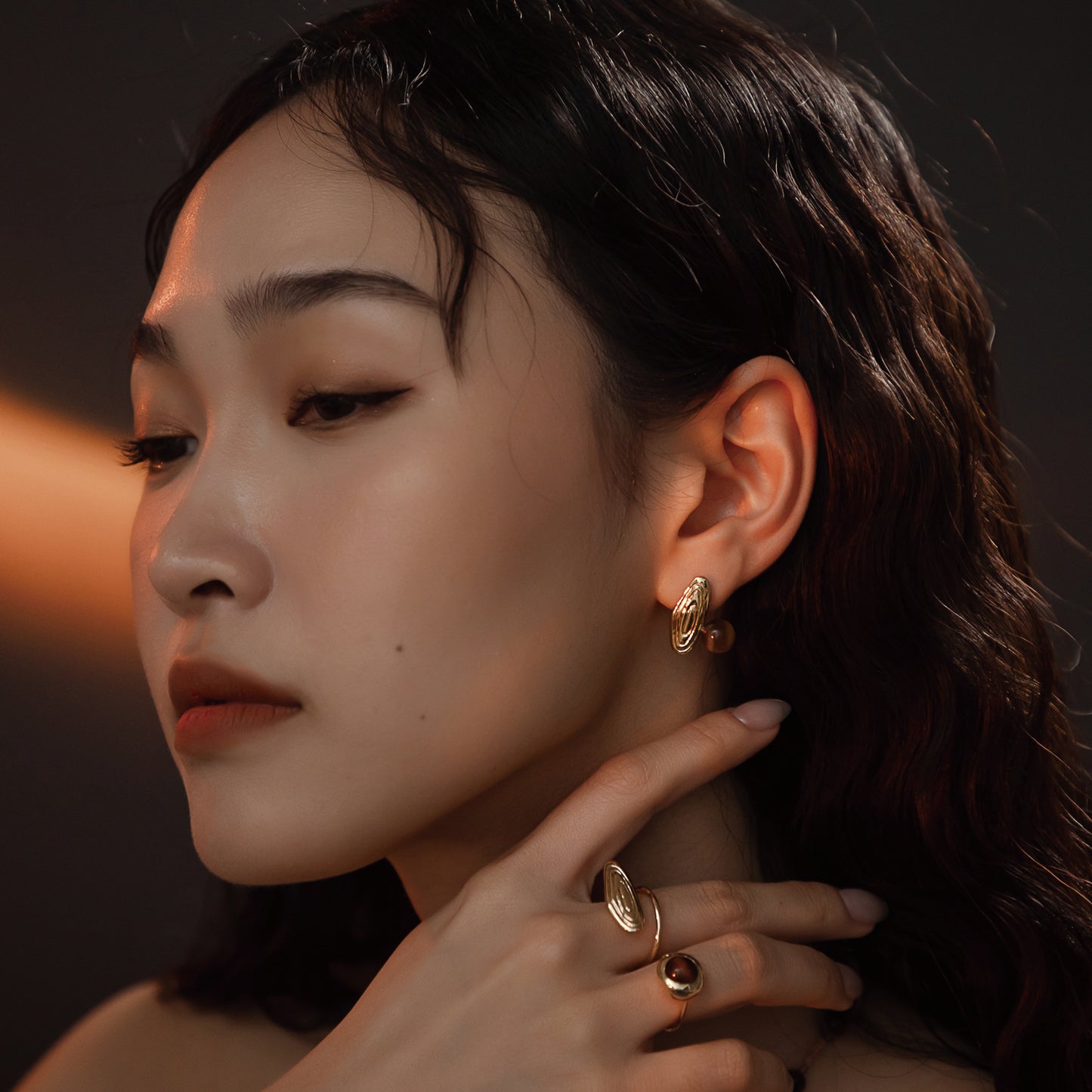 Solar Flares - Sunspots Tigerite Earrings (18K Gold Plated)