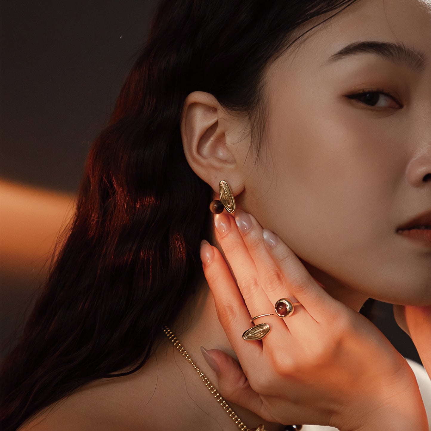 Solar Flares - Sunspots Tigerite Earrings (18K Gold Plated)