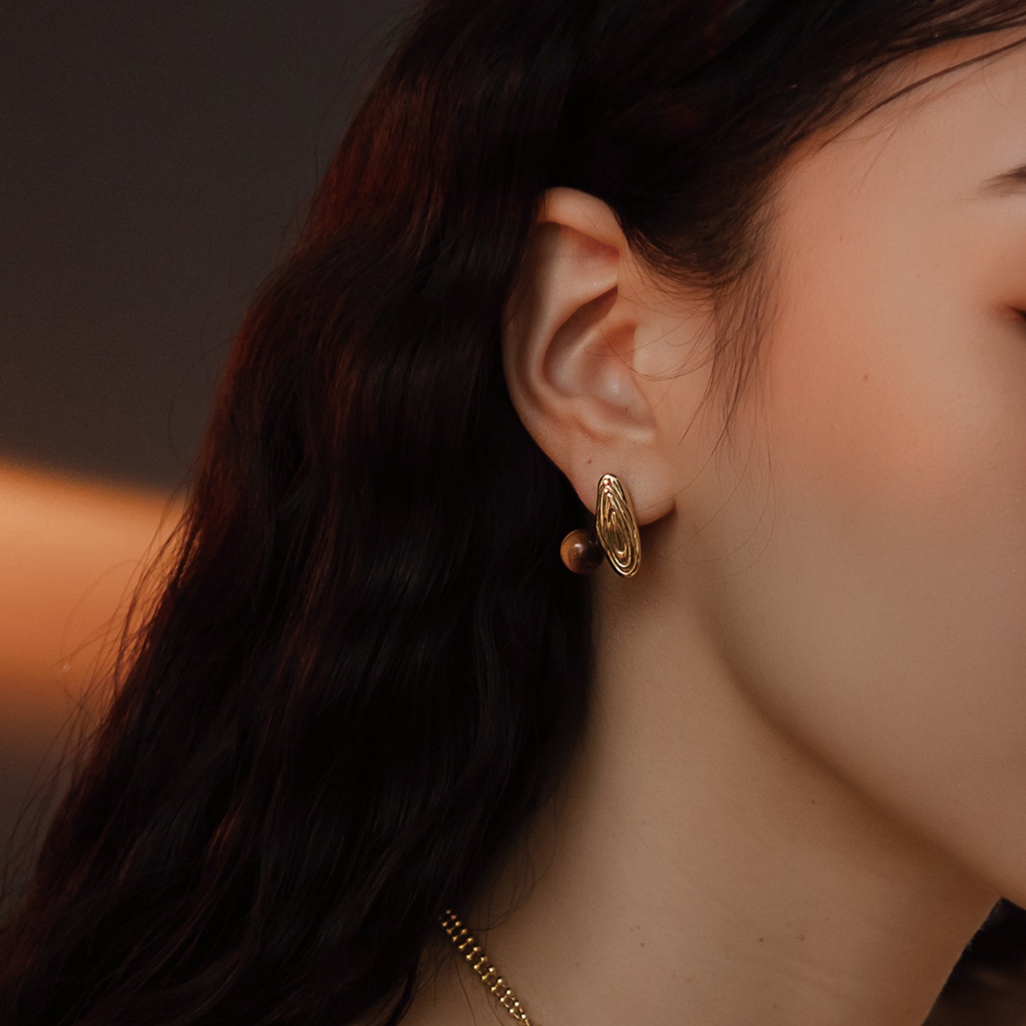 Solar Flares - Sunspots Tigerite Earrings (18K Gold Plated)