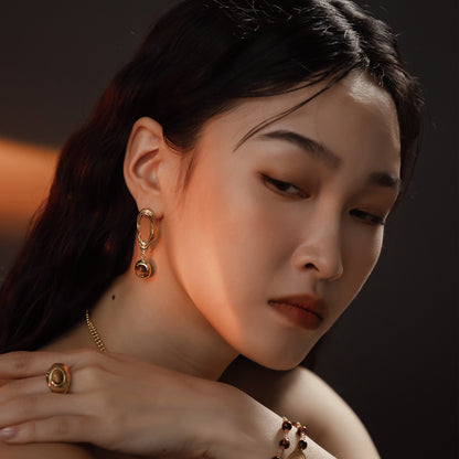 Solar Flares - Coronal Loop Tigerite Earrings (18K Gold Plated)