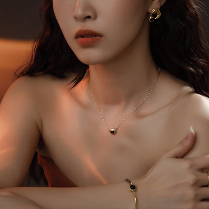 太陽閃焰 太陽黑子金運石鎖骨鍊-厚鍍18K金