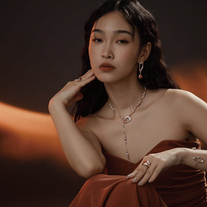 サンフラッシュフレイムレインオパールイヤリング - スターリングシルバー