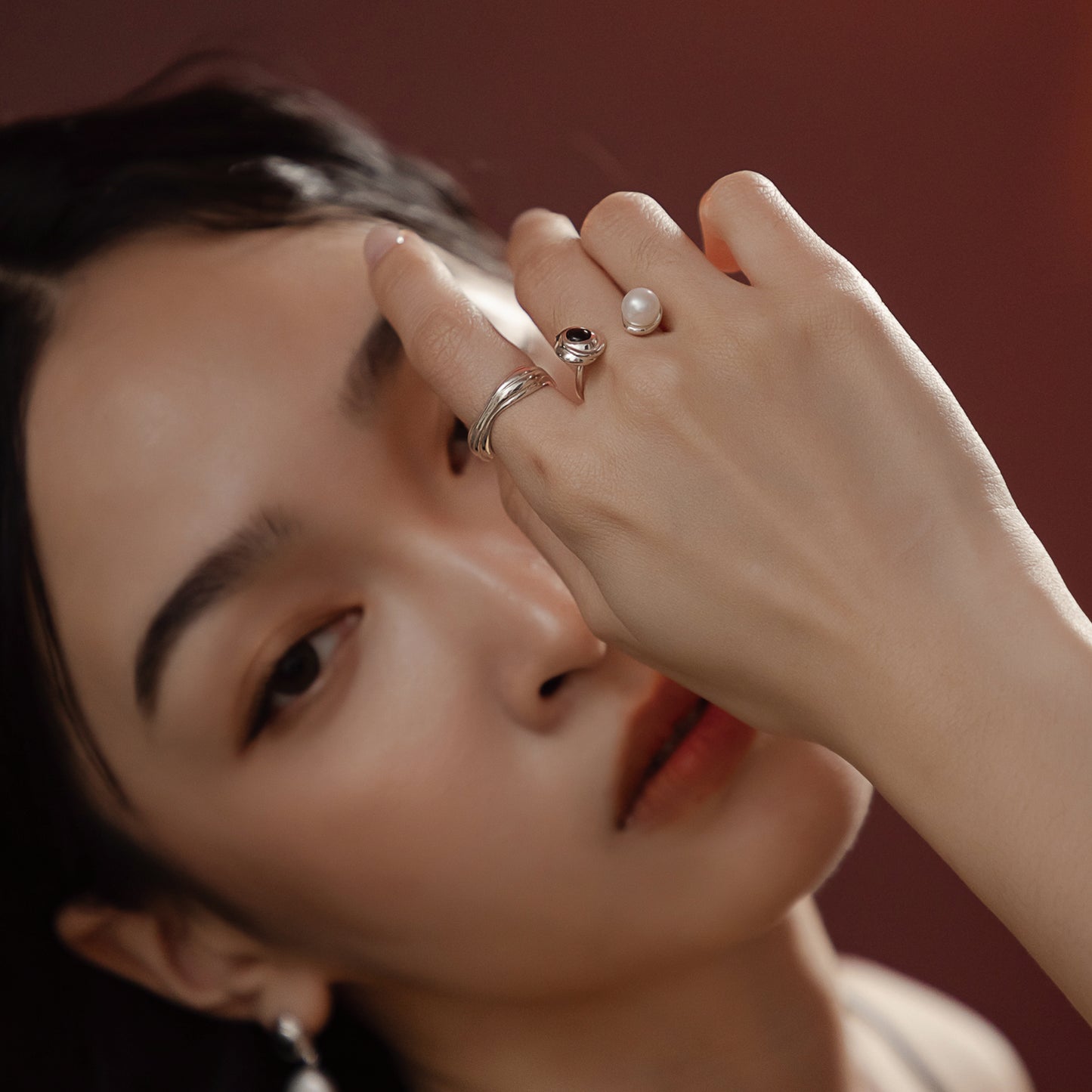 썬 플레임 레인 링 - 스털링 실버, 블랙 염색