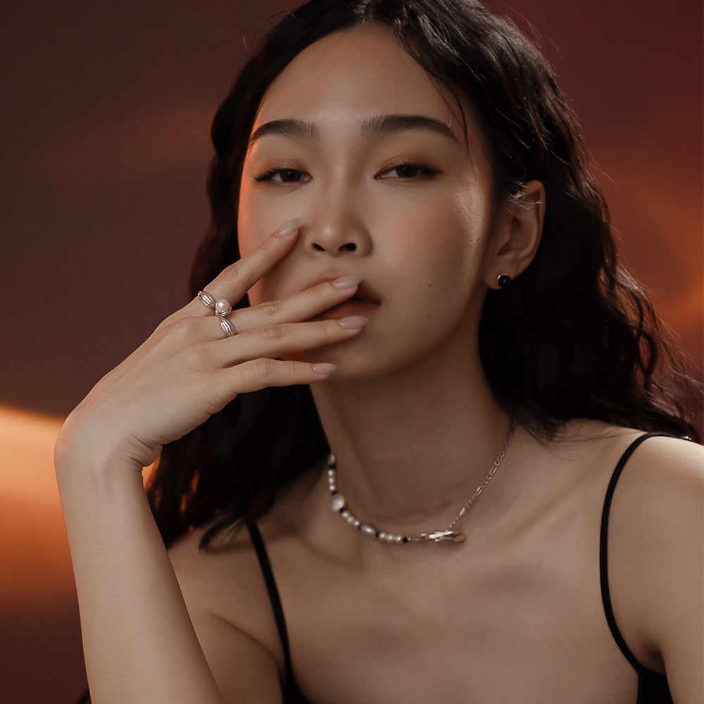 Solar Flares - Coronal Rain Pearl Ring (Silver)