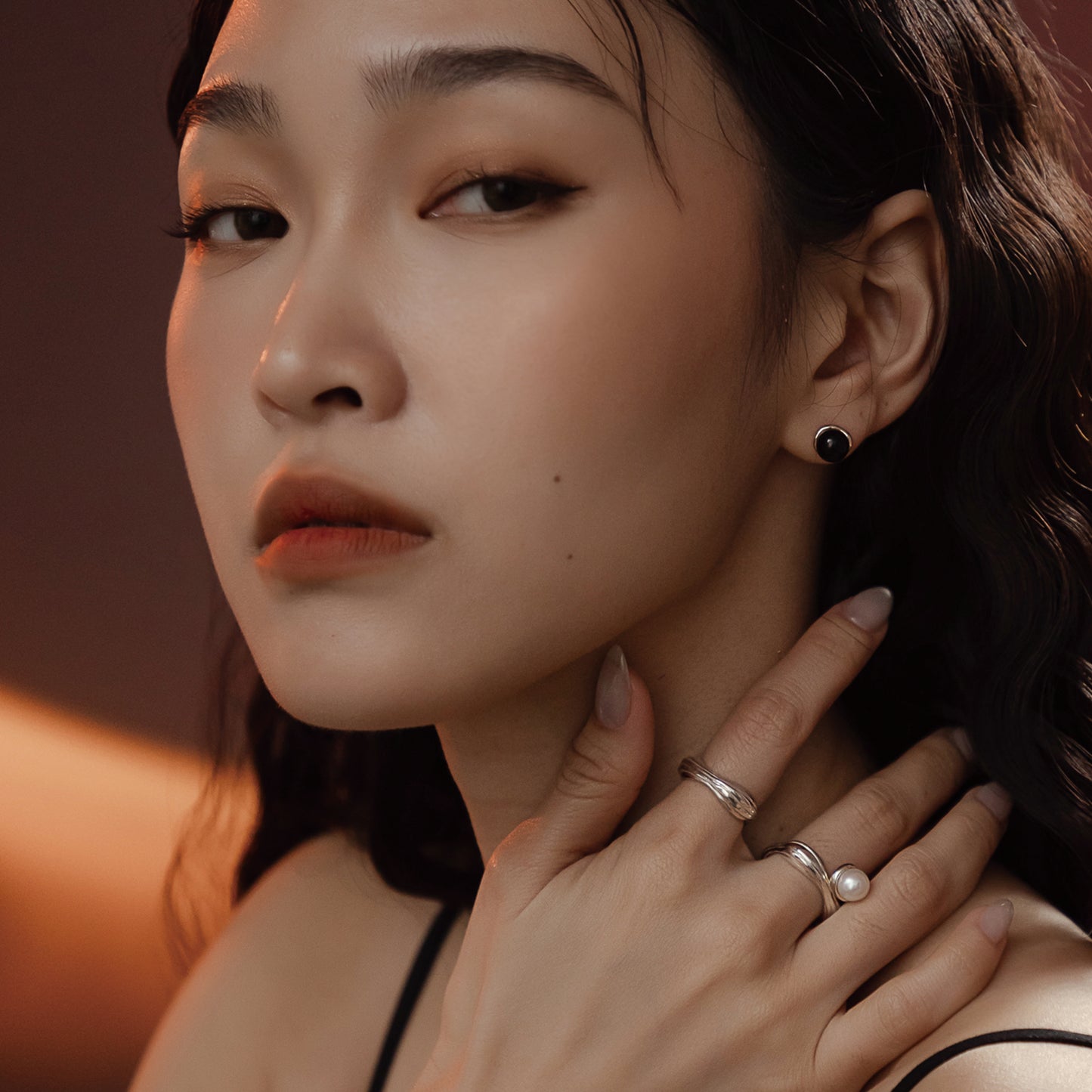 썬 플레임 레인 링 - 스털링 실버, 블랙 염색