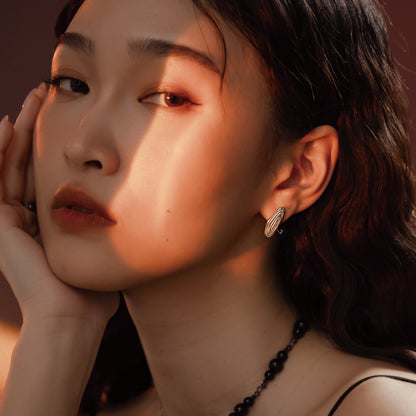 Solar Flares - Sunspots Black Agate Earrings (Silver)