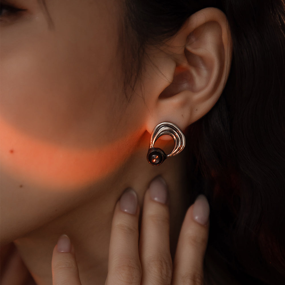 Solar Flares - Prominence Hypersthene Earrings (Oxidised Silver)