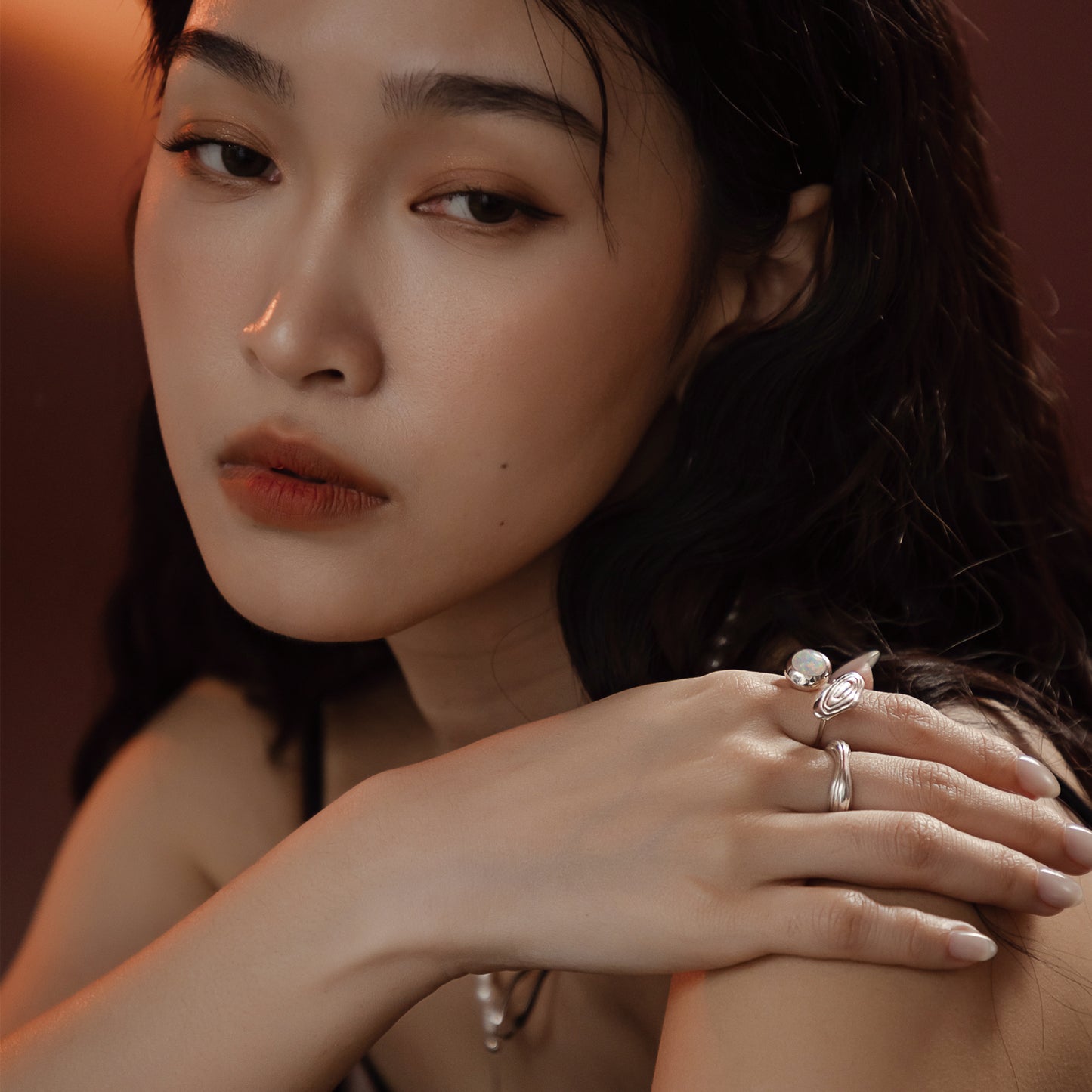 썬 플레임 레인 링 - 스털링 실버, 블랙 염색