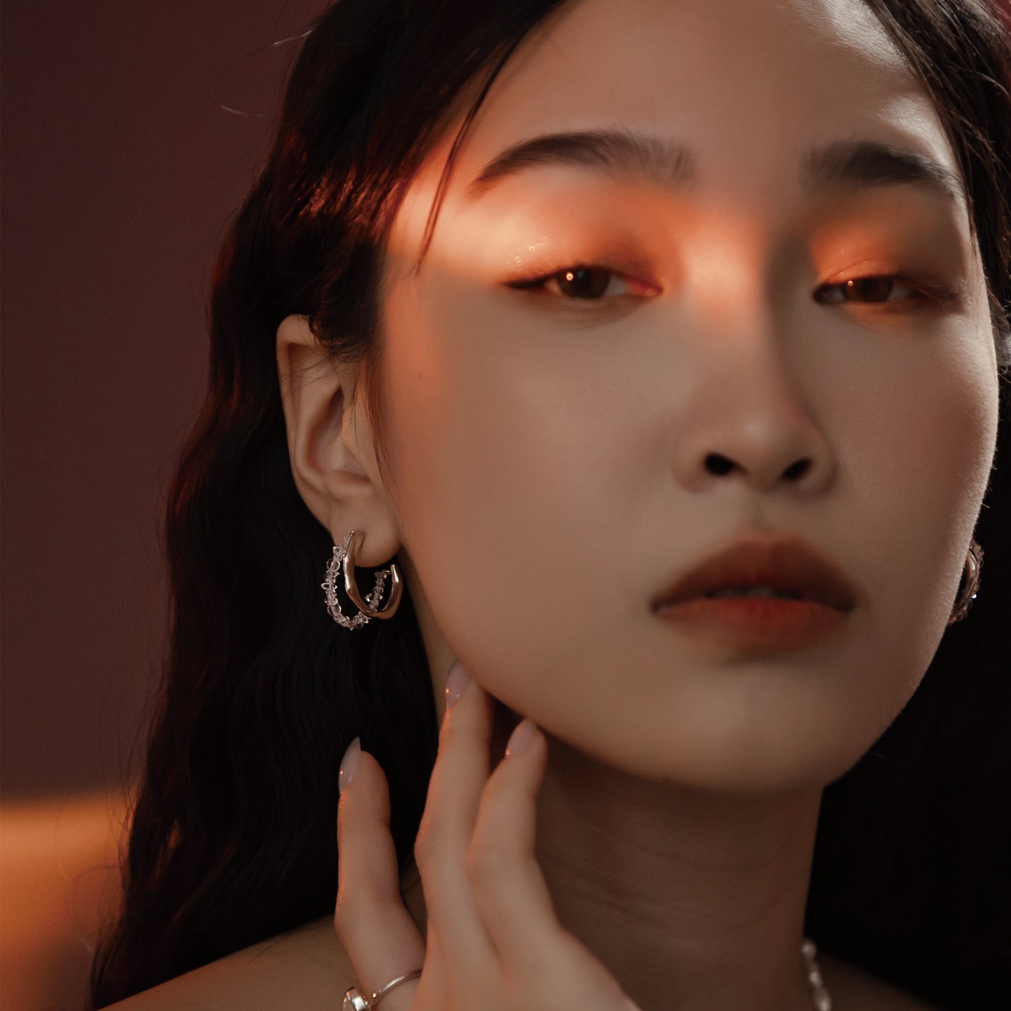 Space Ice - Ice Storm Hoop Earrings (Silver) 