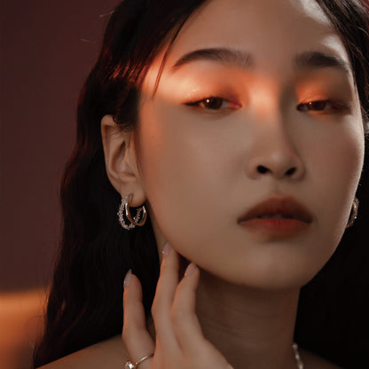 Space Ice - Ice Storm Hoop Earrings (Silver) 