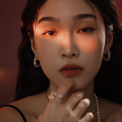 Space Ice - Ice Storm Hoop Earrings (Silver) 