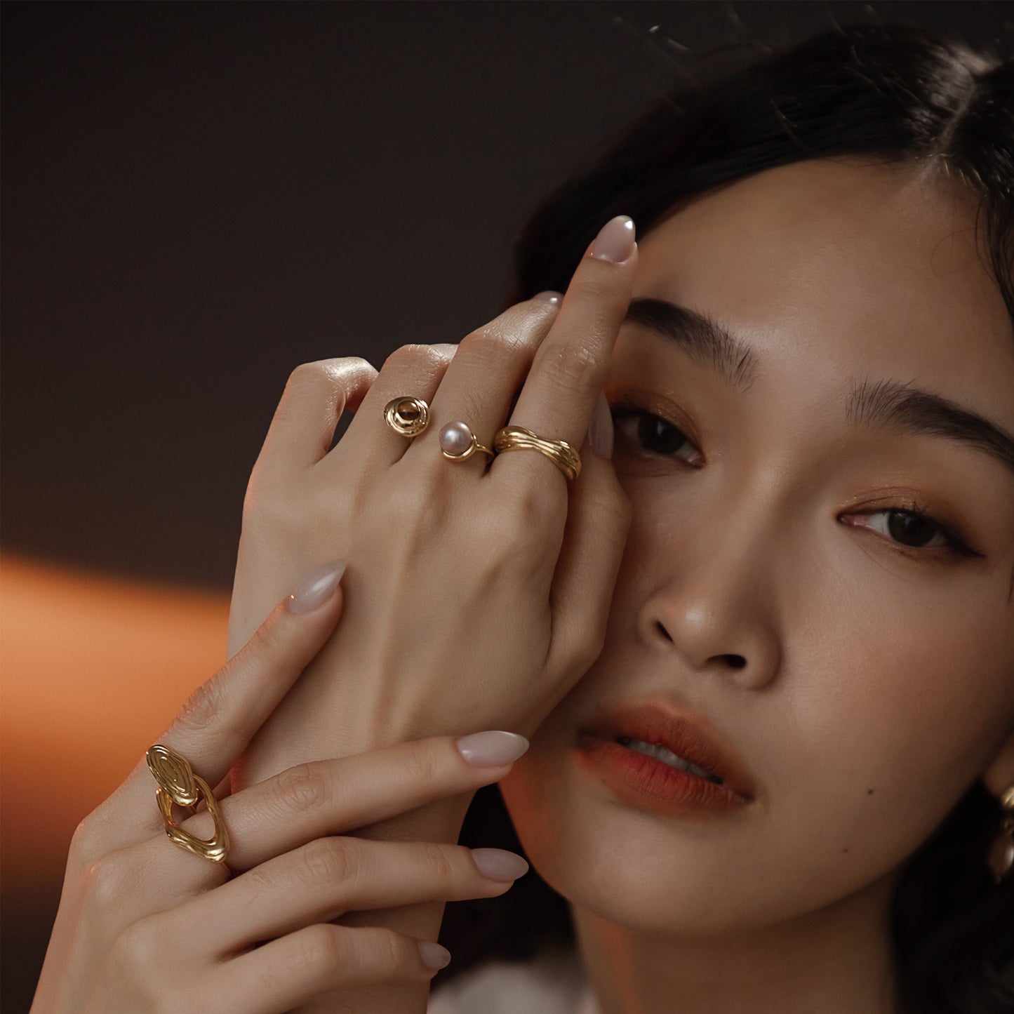 太陽閃焰 太陽黑子虎眼石粉紫珍珠戒指-厚鍍18K金