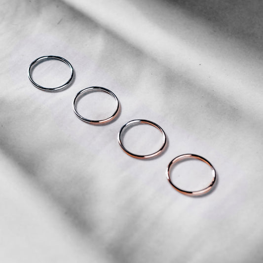 Luna - Moon Light Thread Silver Ring (Rose+White Gold Plated) 