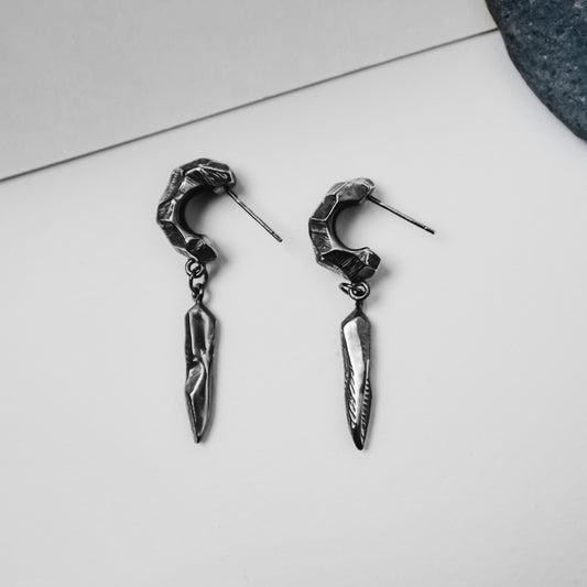 Meteor - Lost Stars Silver Drop Earrings (Oxidised Silver) 