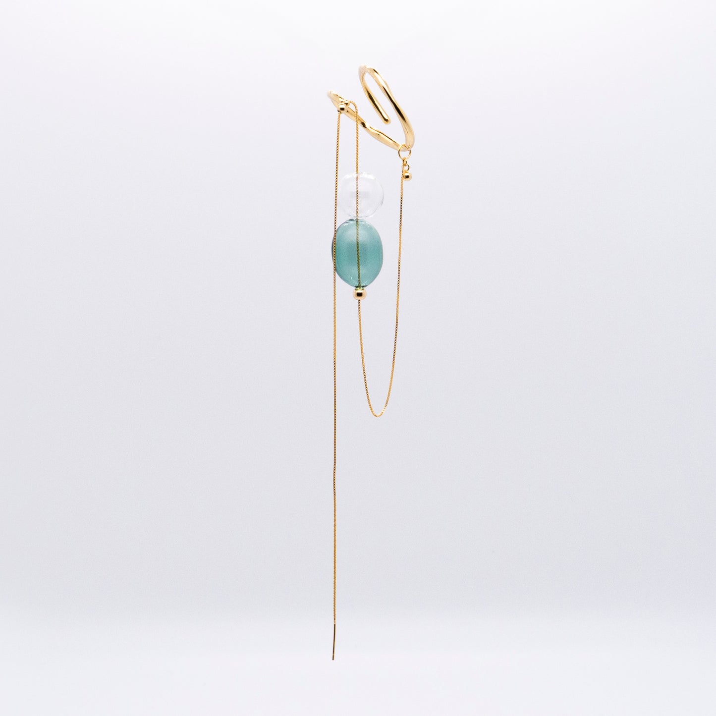 Bubble Nebula-Double Hoop Ear Cuff+Bubble Threader Earring (Gold Plated)