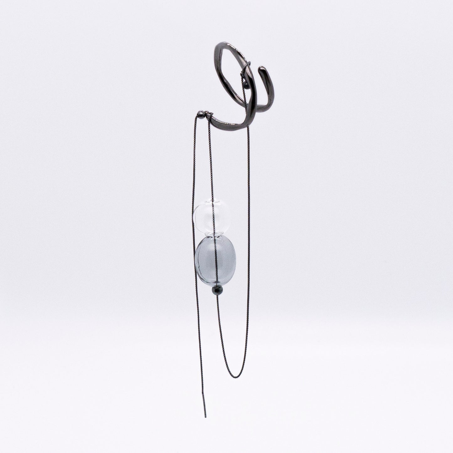 Bubble Nebula-Double Hoop Ear Cuff+Bubble Threader Earring (Black)