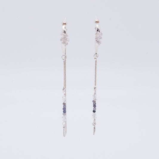 Space Ice - Herkimer Diamond Chain Earrings (Silver)