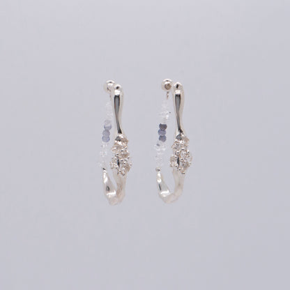 Space Ice - Herkimer Diamond Hoop Earrings (Silver)