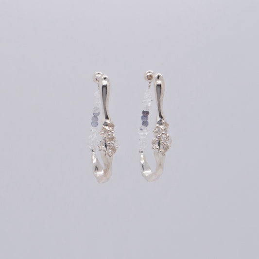 Space Ice - Herkimer Diamond Hoop Earrings (Silver)