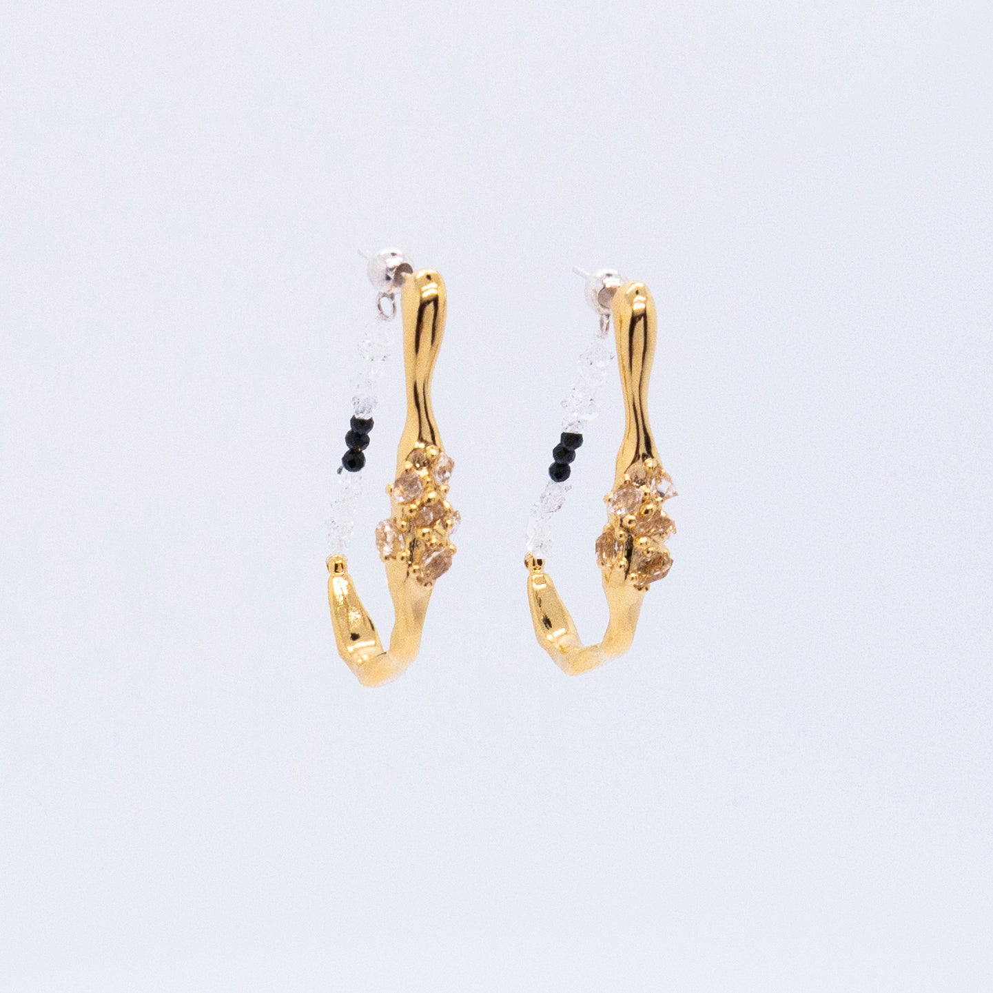 Space Ice - Herkimer Diamond Hoop Earrings (18K Gold Plated) 