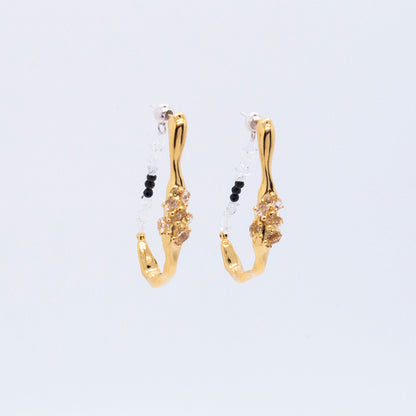 Space Ice - Herkimer Diamond Hoop Earrings (18K Gold Plated) 