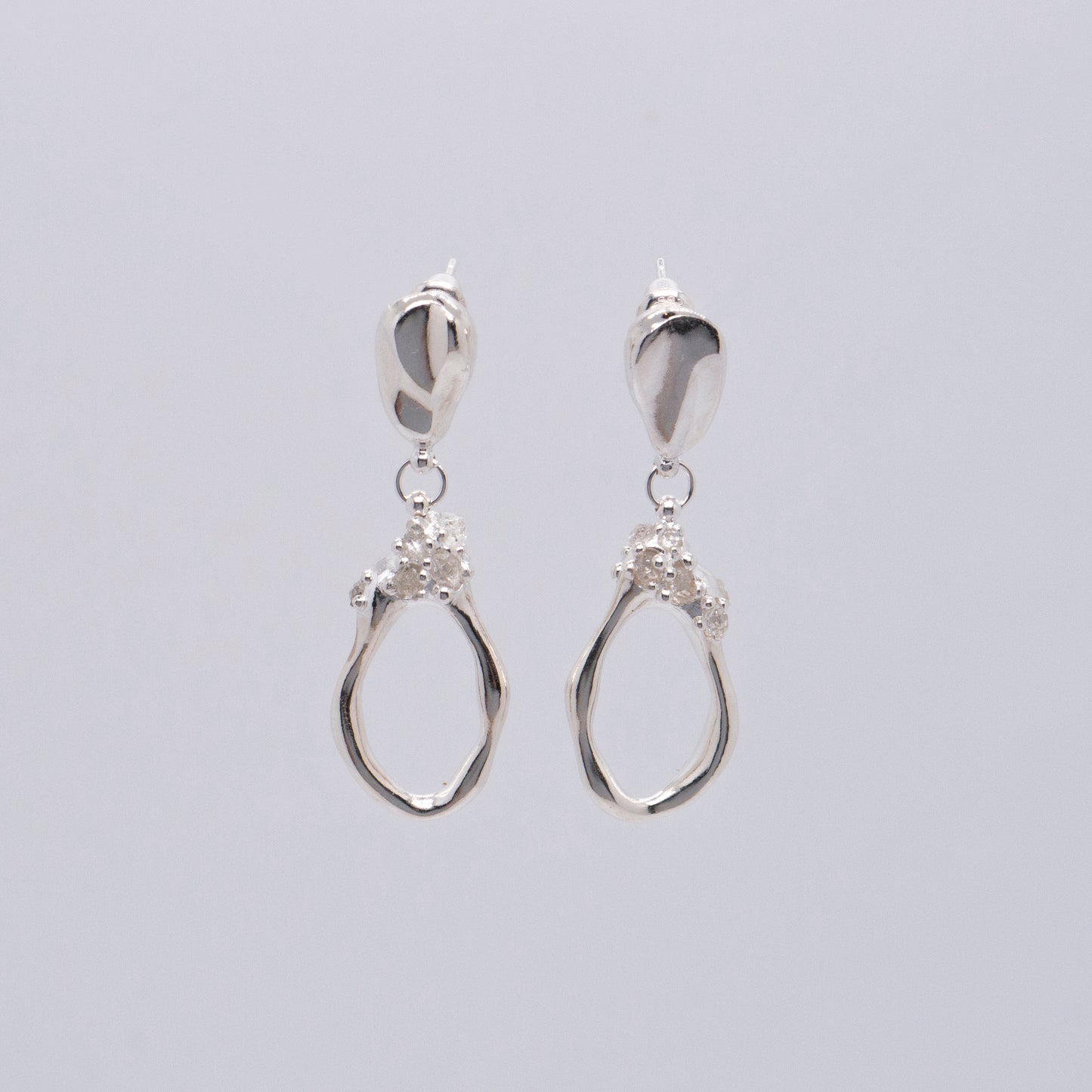 Space Ice - Herkimer Diamond Drop Earrings - S (Silver) 
