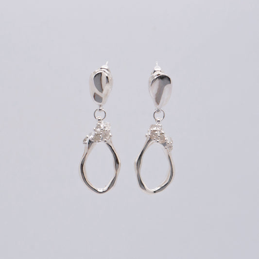 Space Ice - Herkimer Diamond Drop Earrings - S (Silver) 