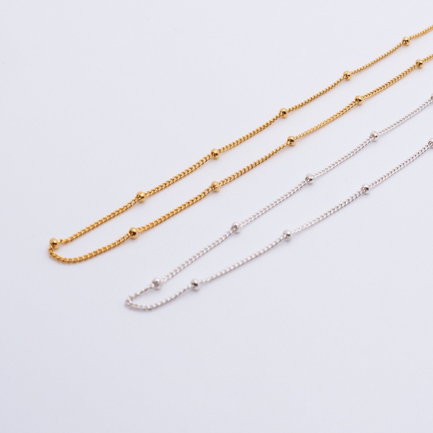 Space Ice - Beaded Chain Necklace (Silver / 18K Gold Plated Silver) 