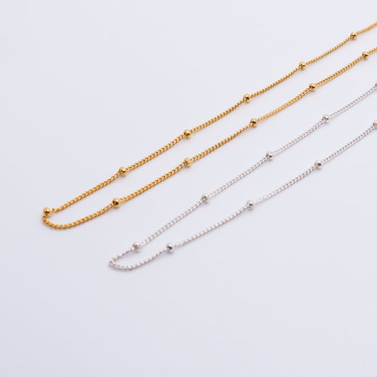 Space Ice - Beaded Chain Necklace (Silver / 18K Gold Plated Silver) 