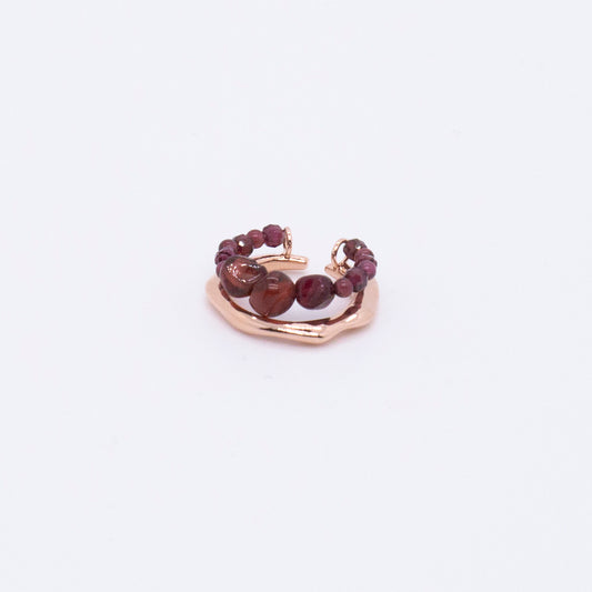 Space Ice - Magenta Mist - Beading Hoop Ear Cuff (Rose Gold Plated)