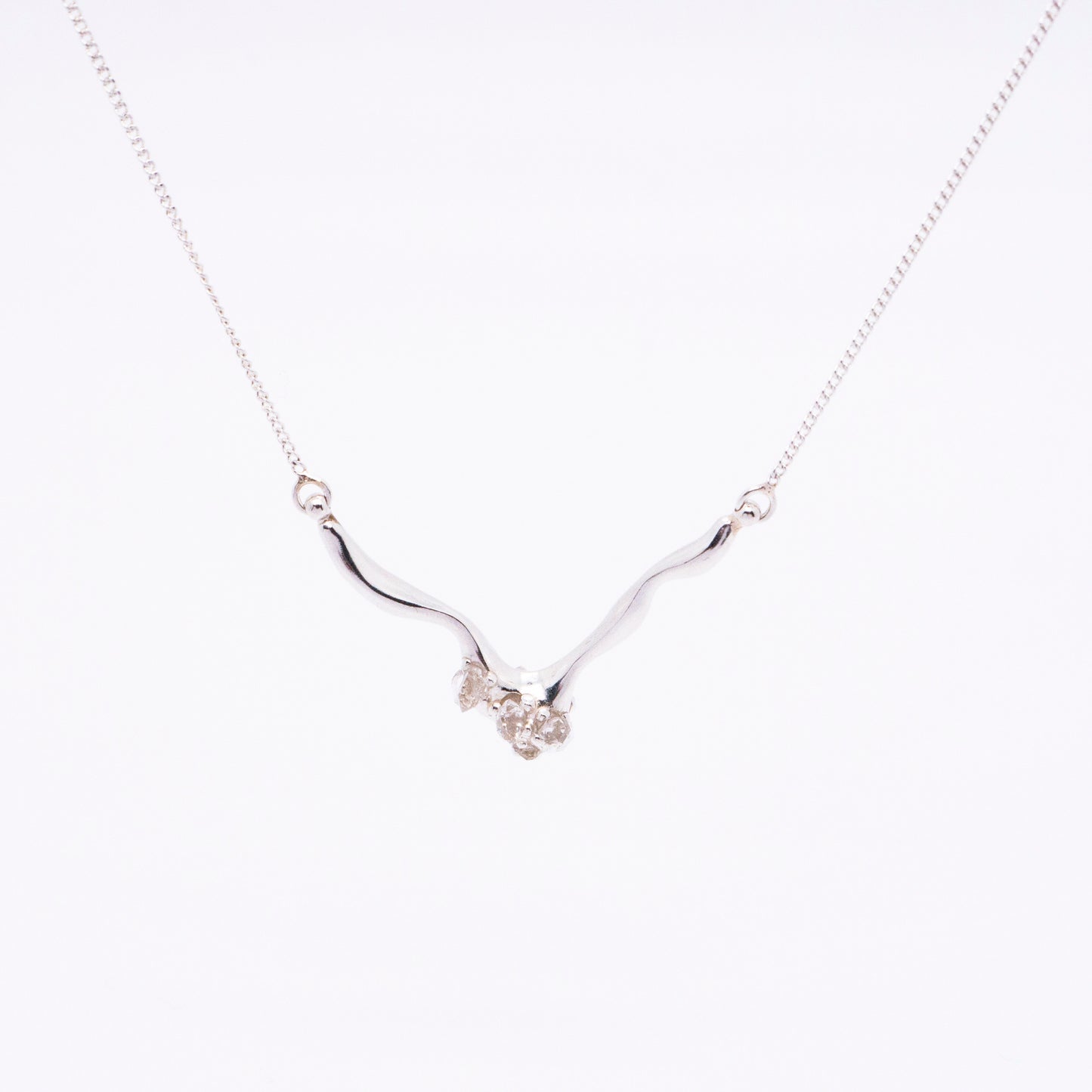 Space Ice - Magenta Mist - Herkimer Diamond V Necklace (Silver)