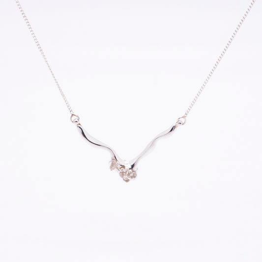 Space Ice - Magenta Mist - Herkimer Diamond V Necklace (Silver)
