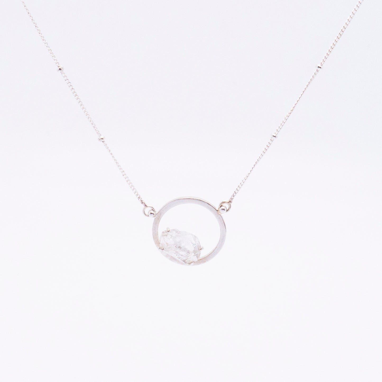 Space Ice - Magenta Mist - Glacial Lake Herkimer Diamond Necklace (Silver)