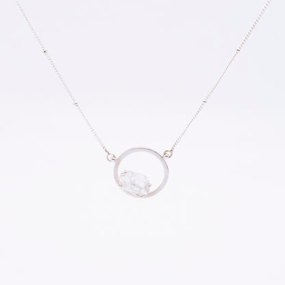 Space Ice - Magenta Mist - Glacial Lake Herkimer Diamond Necklace (Silver)