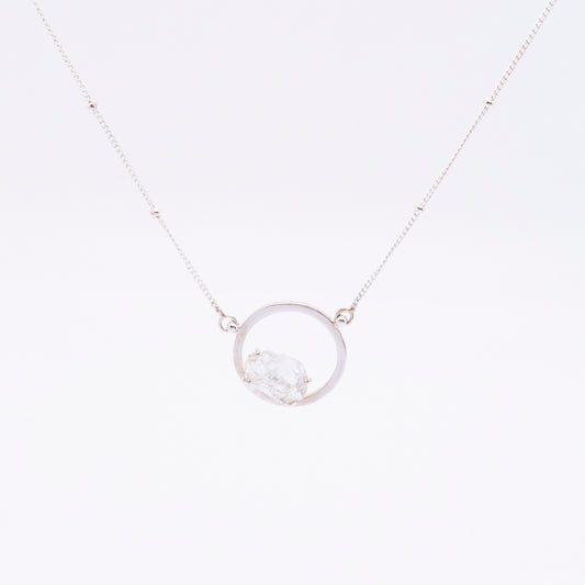 Space Ice - Magenta Mist - Glacial Lake Herkimer Diamond Necklace (Silver)