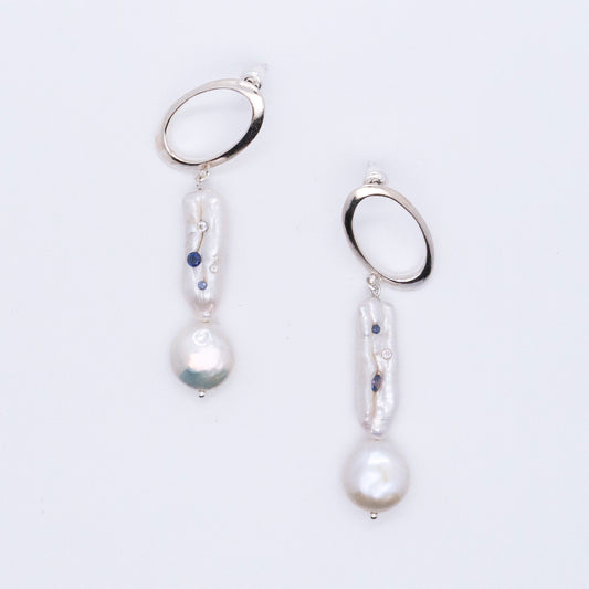 Multiverse - Baroque Pearl Drop Earrings (Silver)