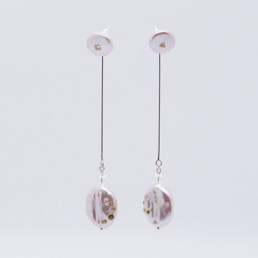 Multiverse - Baroque Pearl Earrings + Dangle Earring Backs (Silver)