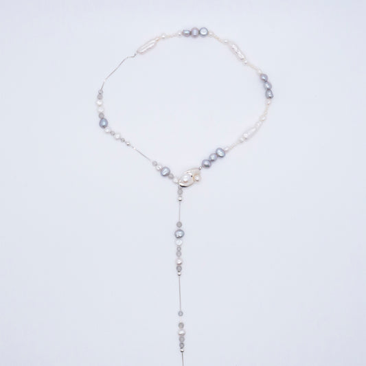 Multiverse - Parallel Universes Pearl Long Necklace (Silver)