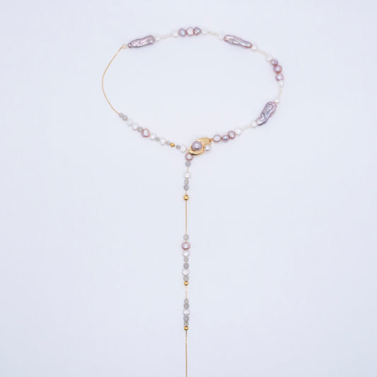 Multiverse - Parallel Universes Pearl Long Necklace (18K Gold Plated)