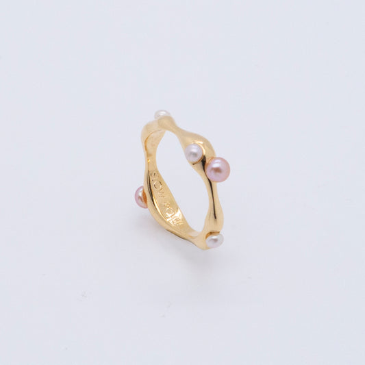 Multiverse - Flowing Baby Pearl Ring (18K Gold Plated)