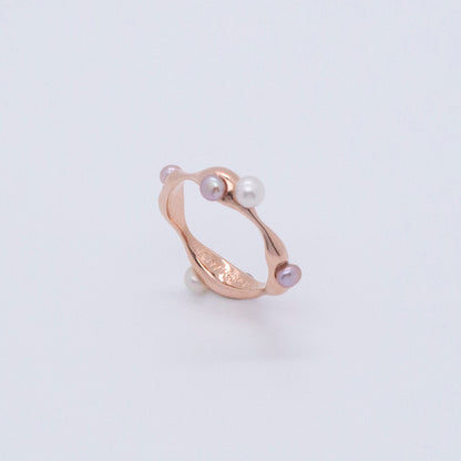 Multiverse - Flowing Baby Pearl Ring (Rose Gold Plated) 