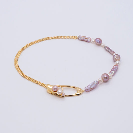 Multiverse - Time Travel Lavender Pearl Choker (18K Gold Plated) 