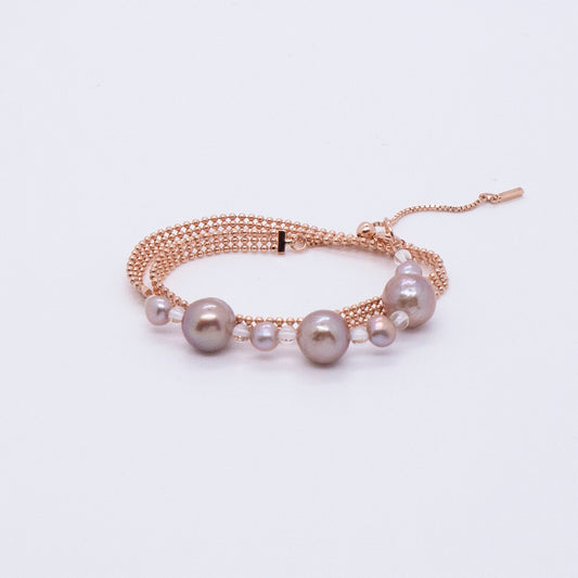 Multiverse - Beaded Chain Lavender Pearl Bracelet / Necklace (Rose Gold Plated) 