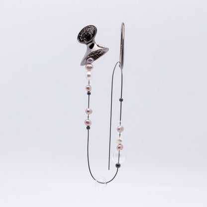 Multiverse - Wormhole Pearl Bubble Earring (Black Gold Plated) 